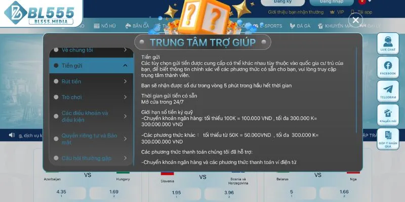 Nội quy cơ bản nạp tiền BL555